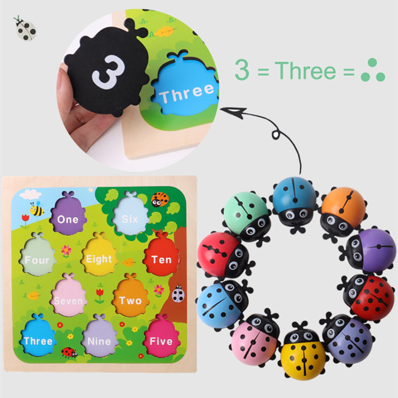 Treeyear Math Preschool Kids Activity Counting Ladybugs Game Montessori ...