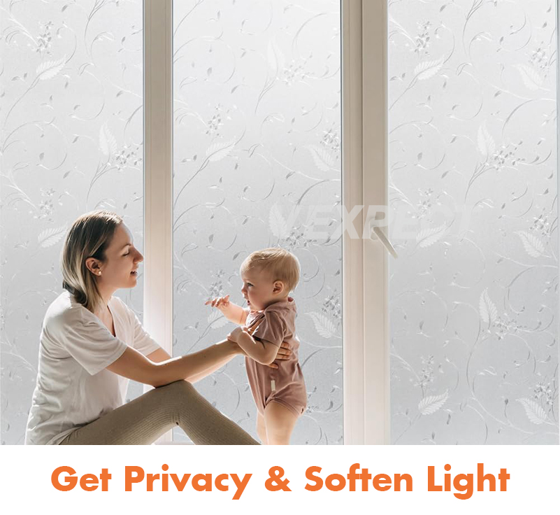 Privacy Window Film Sticker Frosted Glass Window Paper,Total Blackout