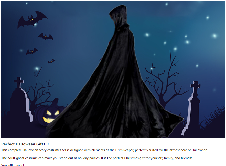 5 PCS Halloween Grim Reaper Costume Set, Black Velvet Hooded Cape ...