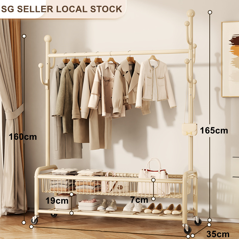 Hanging Rack With Wheels/Clothes Hanger With Double Layers Storage ...