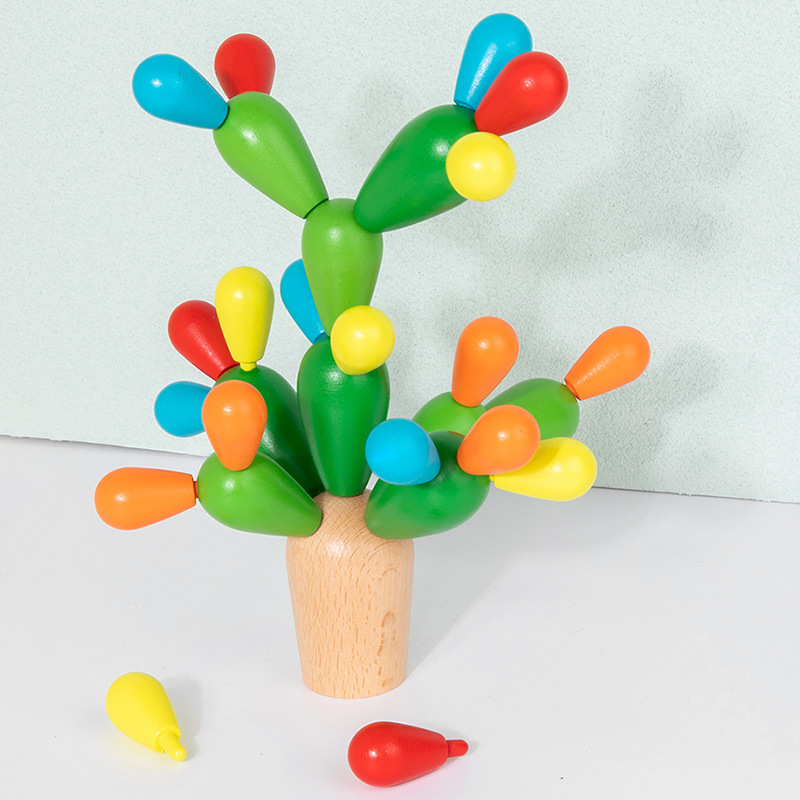 Treeyear Wooden Stacking Rainbow Cactus Toy to Build and Stack Cactus ...