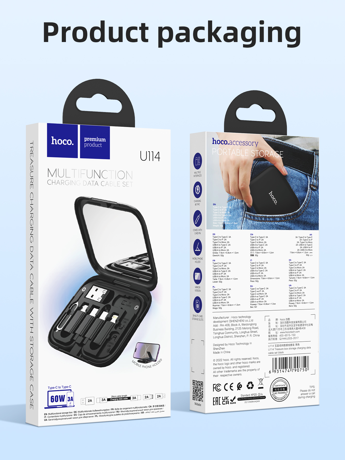 HOCO U114 60W 4 in 1 Fast Charging Set 3A Multifunctional Retractable ...