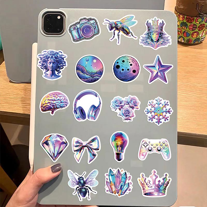50pcs Cartoon Holographic Laser Stickers Waterproof Graffiti Decals For ...