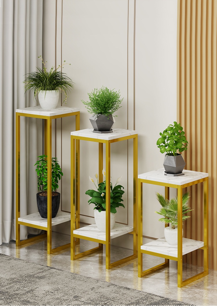 【SG READY STOCK】2 Tier Marble Countertop Flower Rack Plant Stand Living ...