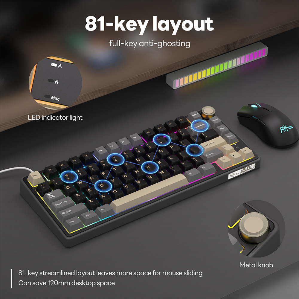 New RK Royal Kludge RKR75 Phantom Gasket Wired Mechanical Keyboard ...
