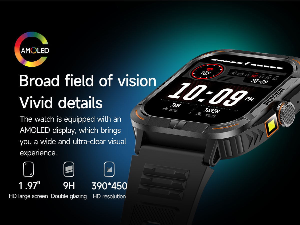 2024 New Huawei Xiaomi AMOLED Smart Watch Men's Outdoor Flashlight ...