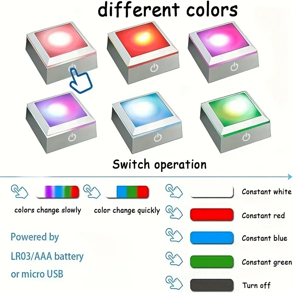 USB Rechargeable LED Light Base for 3D Crystal Glass Acrylic Or ...