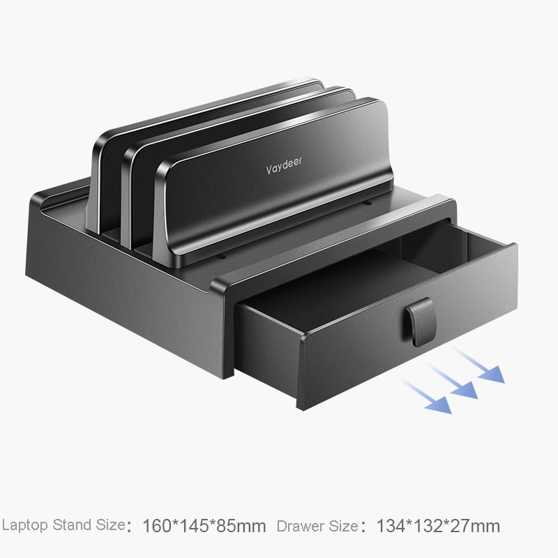 Dual Slots Vertical Plastic Laptop Stand with Drawers Computer Rack ...
