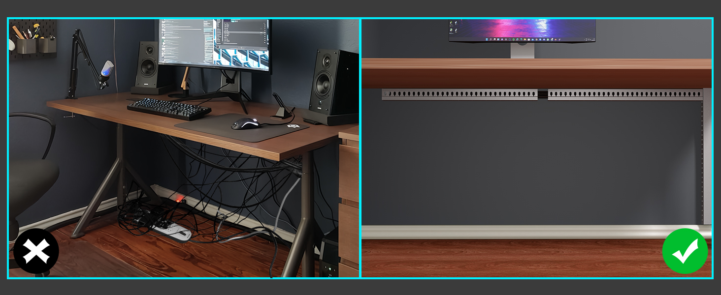 【New Upgrade】Grey Cable Duct Management Raceway, Under Desk Cord ...