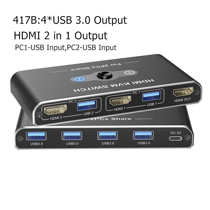 HDMI 2.0 KVM Switcher USB2.0/3.0 HDIM 2 input 1 Output 4K 60Hz 2PC ...