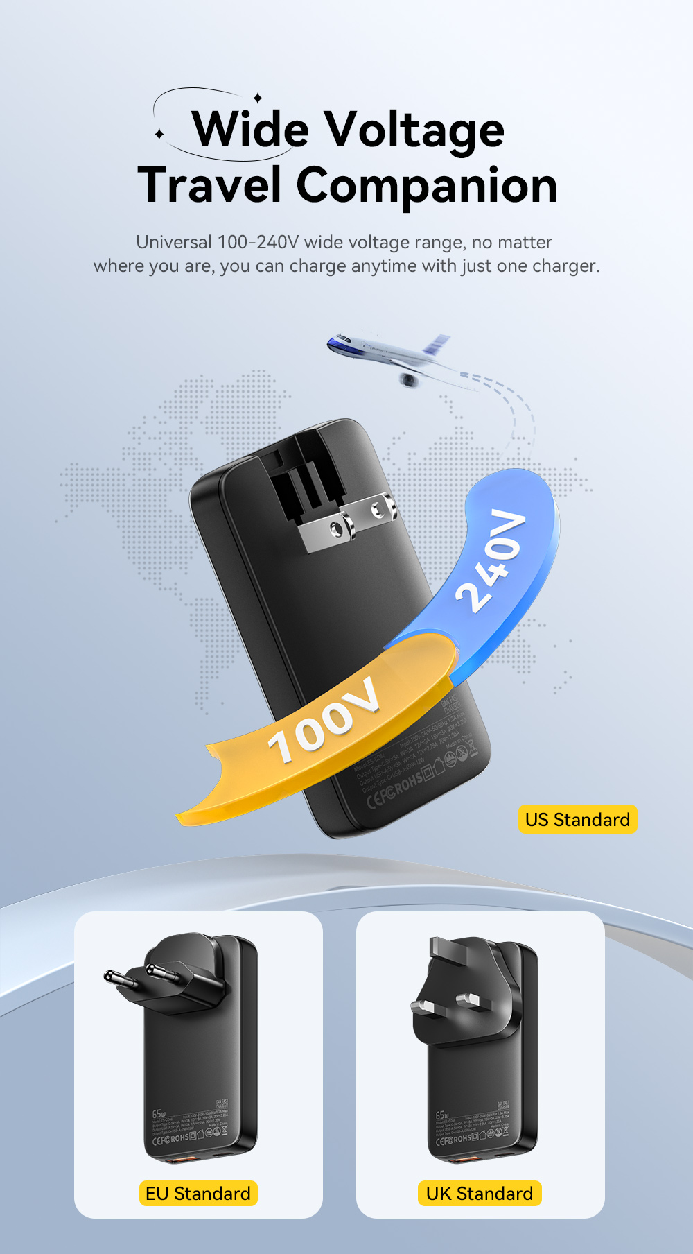 ESSAGER 65W GaN Ultra-thin card-type fast charging charger USB+Type-C ...