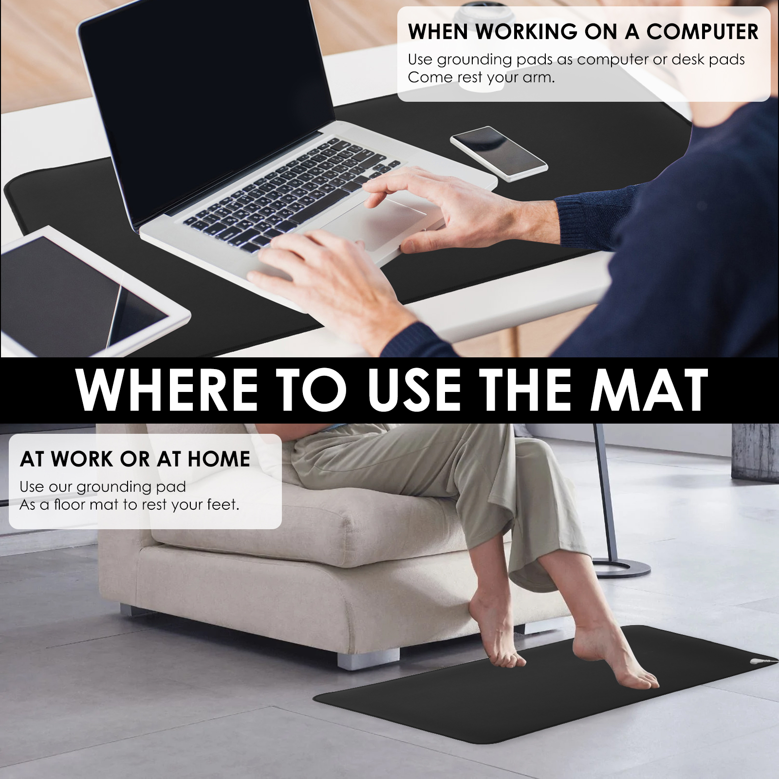Grounding Mat with Grounding Cord Leather Grounding Pad Nonslip