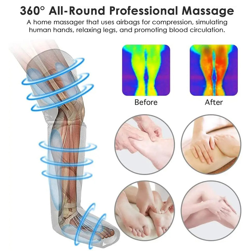 Air Pressure Leg Foot Massager 360° Rotable Wireless Portable Airbag ...