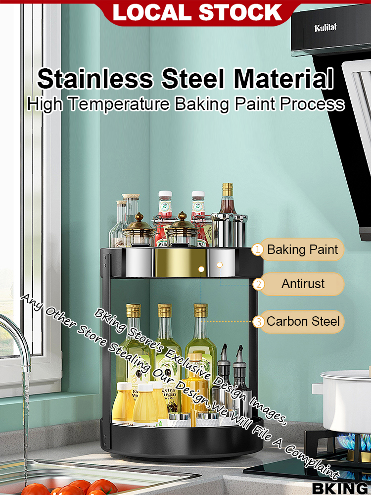 Kitchen Organiser Spice Rack Condiments Organizer Sauce Rack Lazy Susan ...