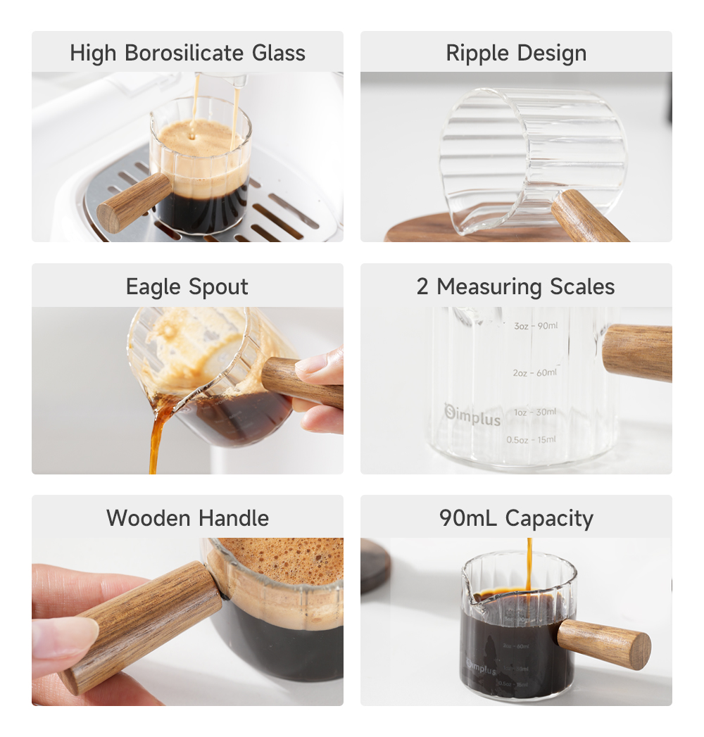 Simplus Espresso Shot Glass丨90mL丨Measuring Cup丨Coffee Cup丨High ...