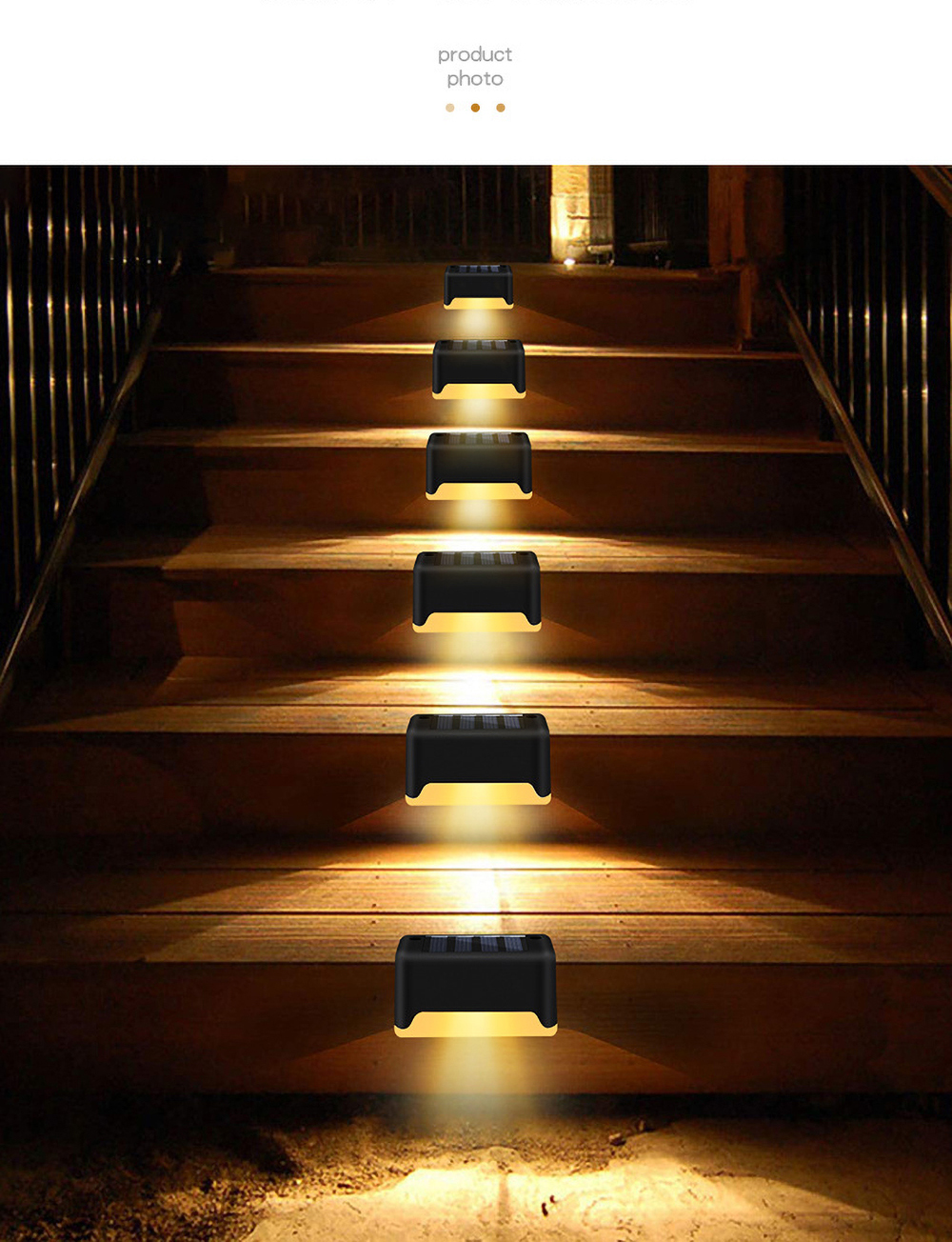 Outdoor solar step lights LED stair balustrades Patio decorative fence ...