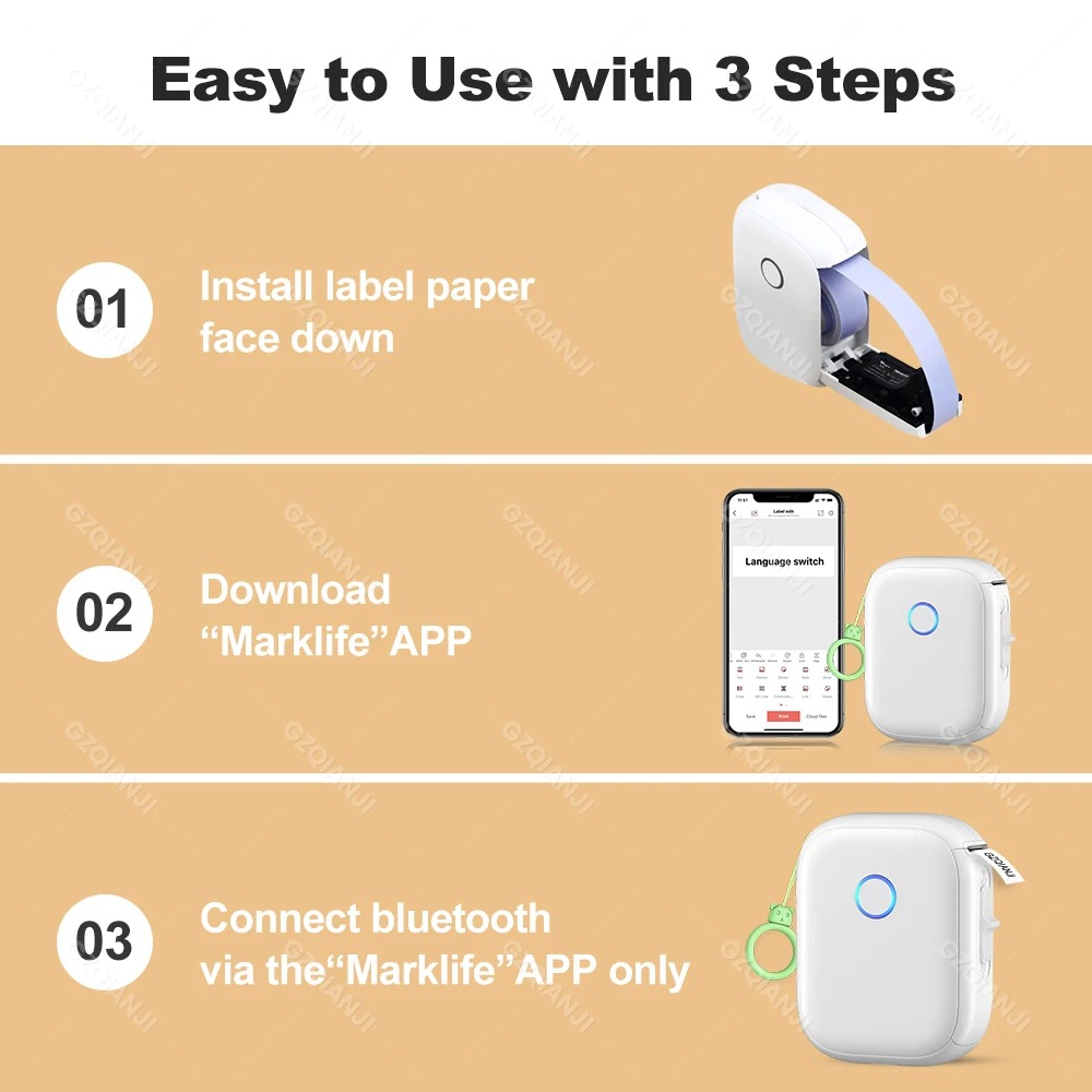 Marklife P12 Portable Inkless Thermal Printer Mini Label Printer ...