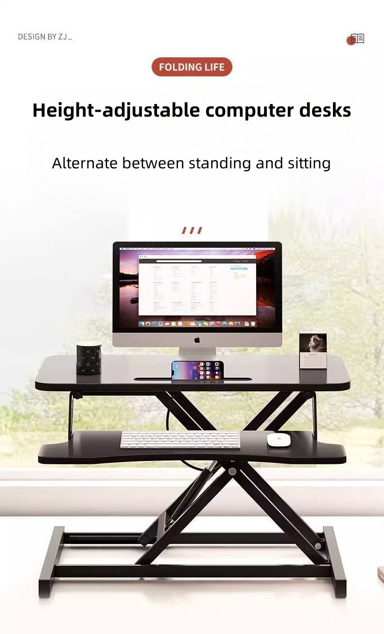 Lifting and Adjusting Computer Desk Foldable Widening Desktop Pneumatic ...