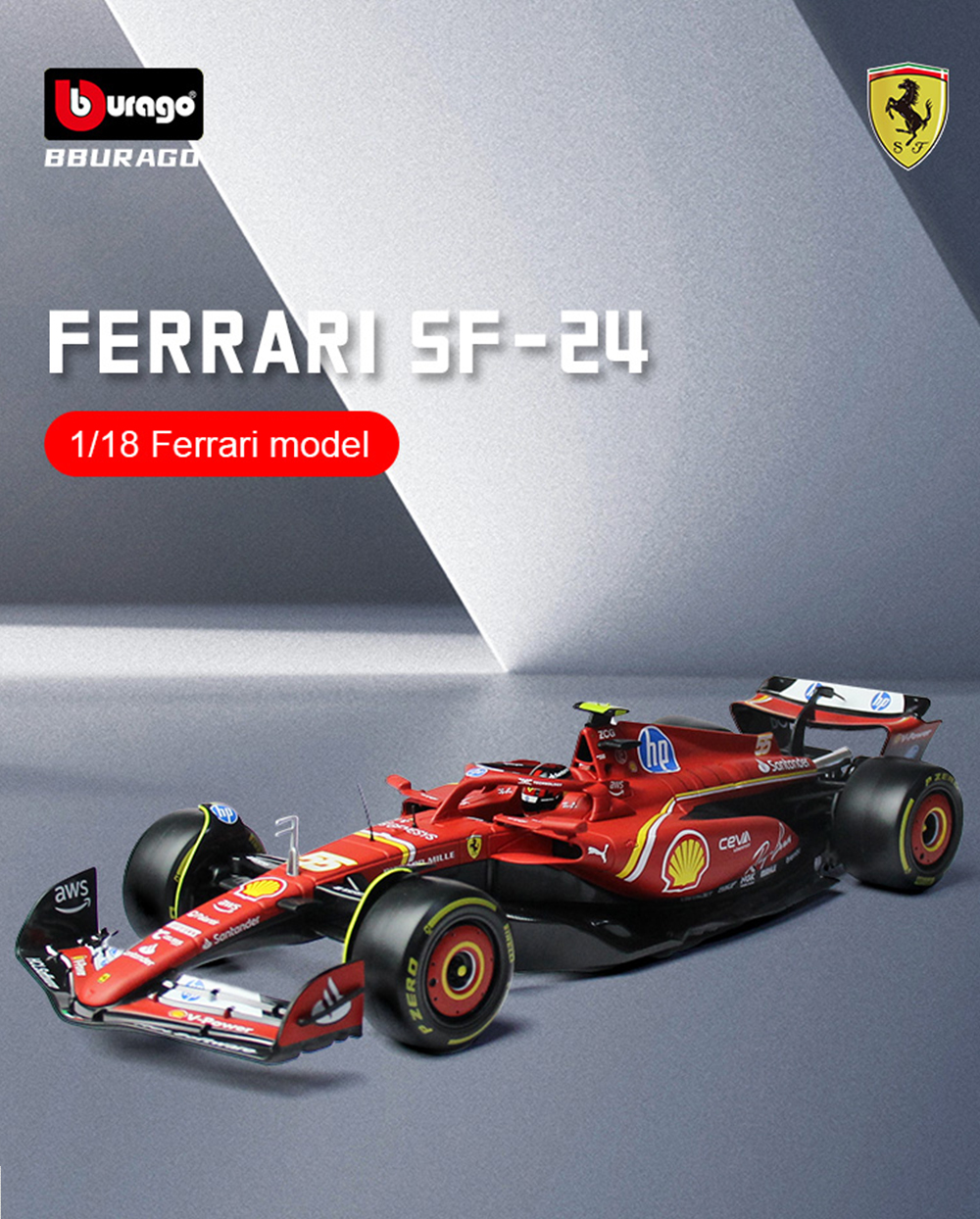Bburago 1:18 2024 F1 Ferrari Miami GP SF24 #16 Charles