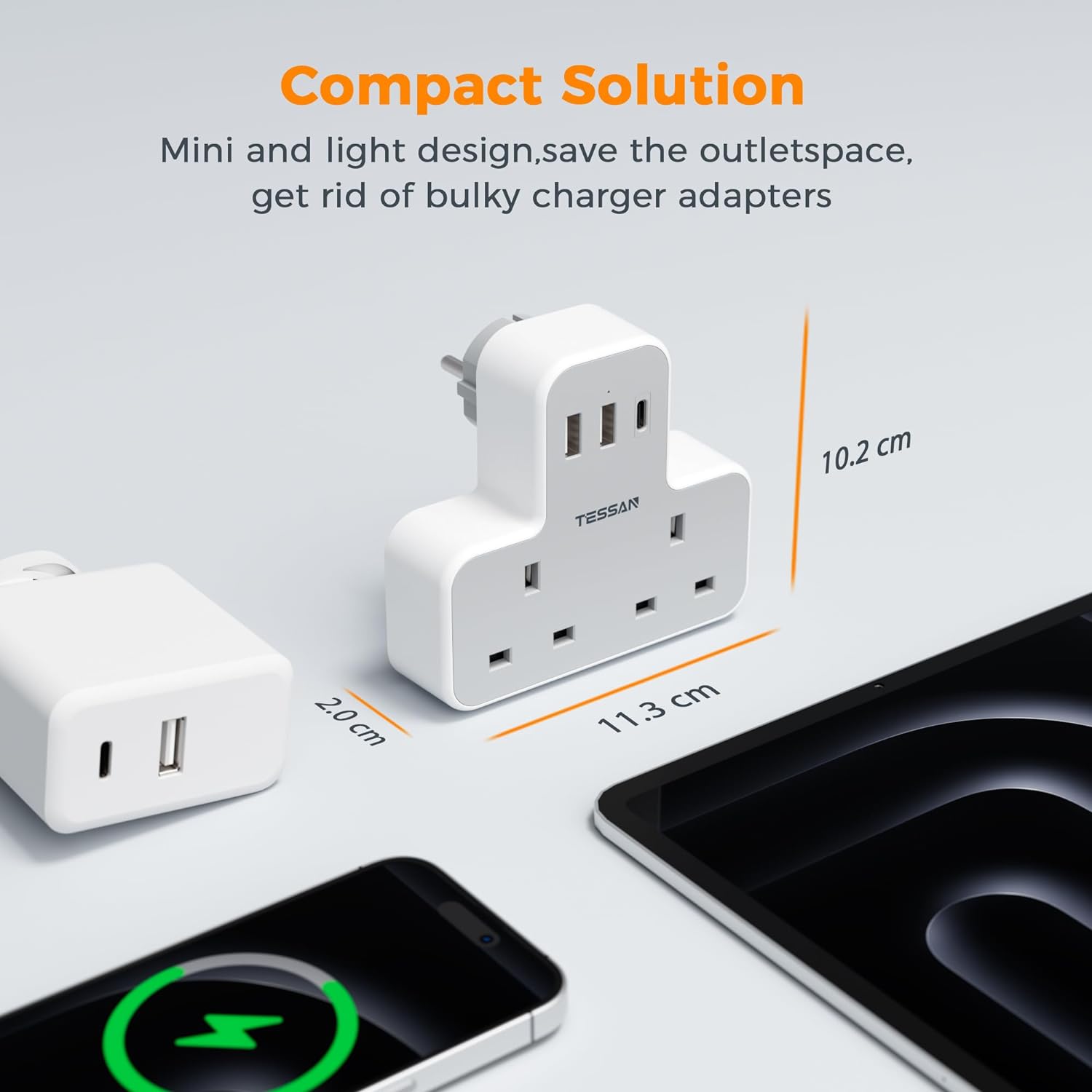 TESSAN Korea Travel Adapter with USB+Type C,SG to Europe Indonesia