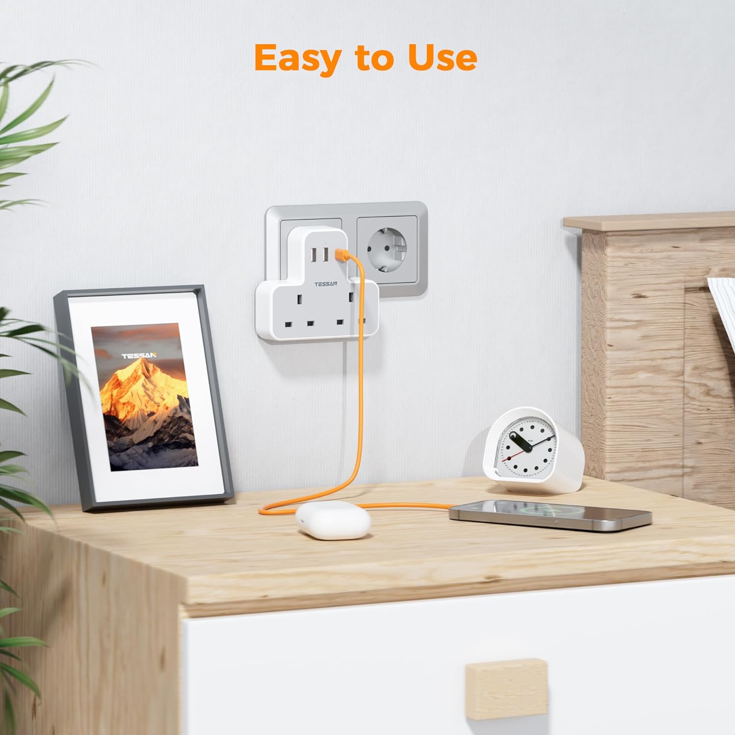 TESSAN Korea Travel Adapter with USB+Type C,SG to Europe Indonesia