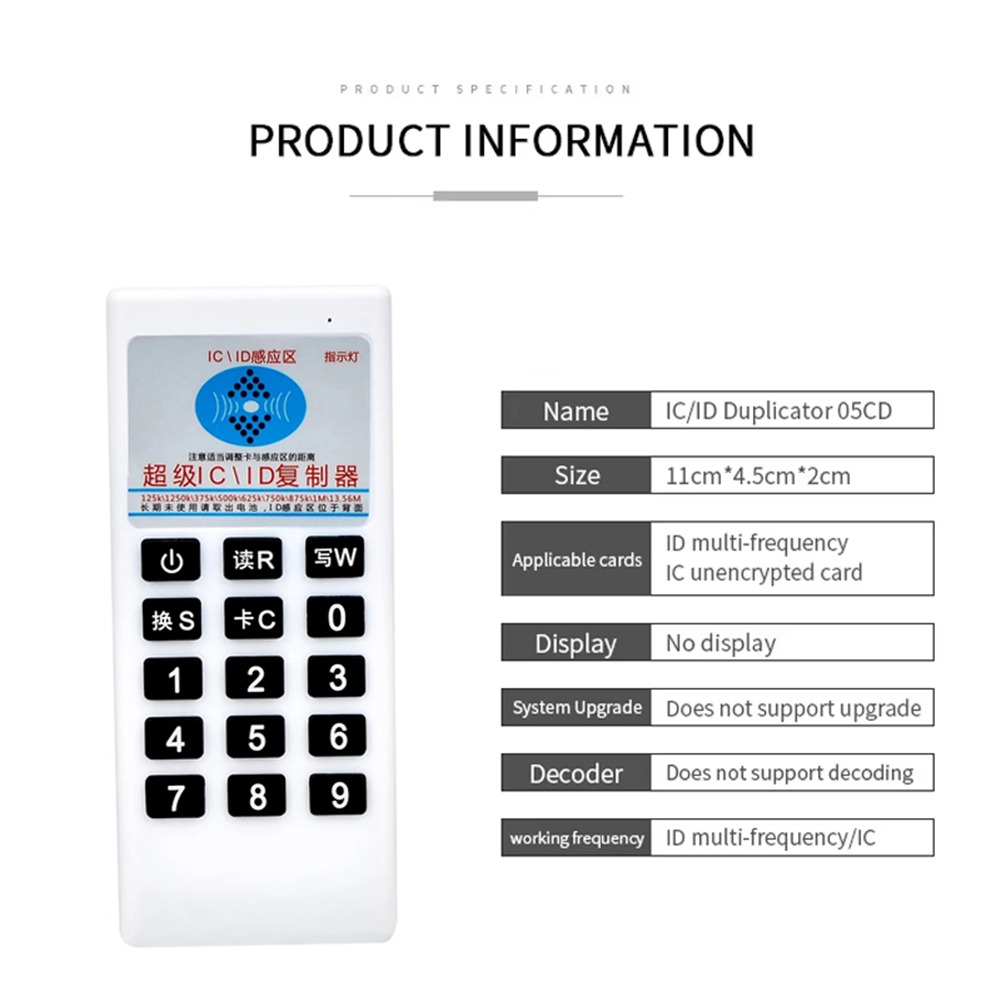 RFID 125Khz 13.56MHZ Copier Duplicator Cloner Handheld NFC IC Card ...