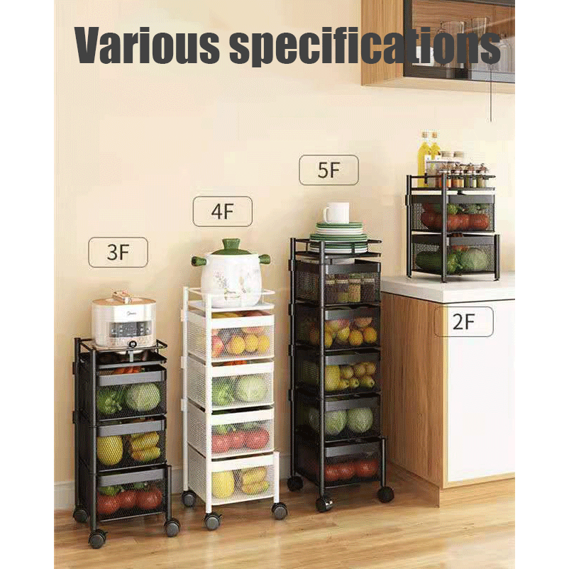 【SG】No-Install Trolley Storage Rack with Wheel Movable for Kitchen Rack ...