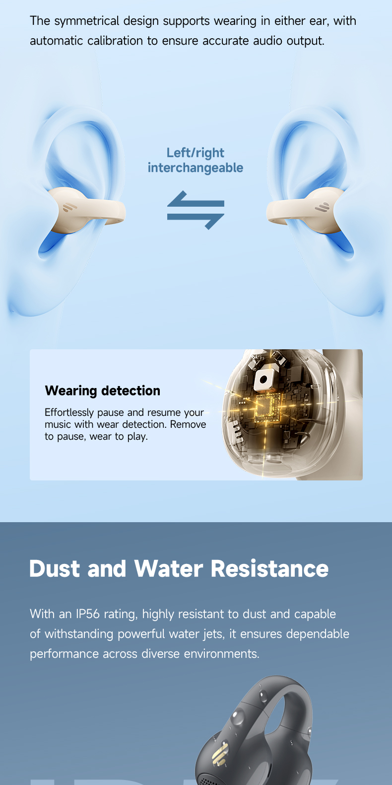 Edifier R1 Bluetooth 5.4 Open-ear Earphones Ear Clip True Wireless ...