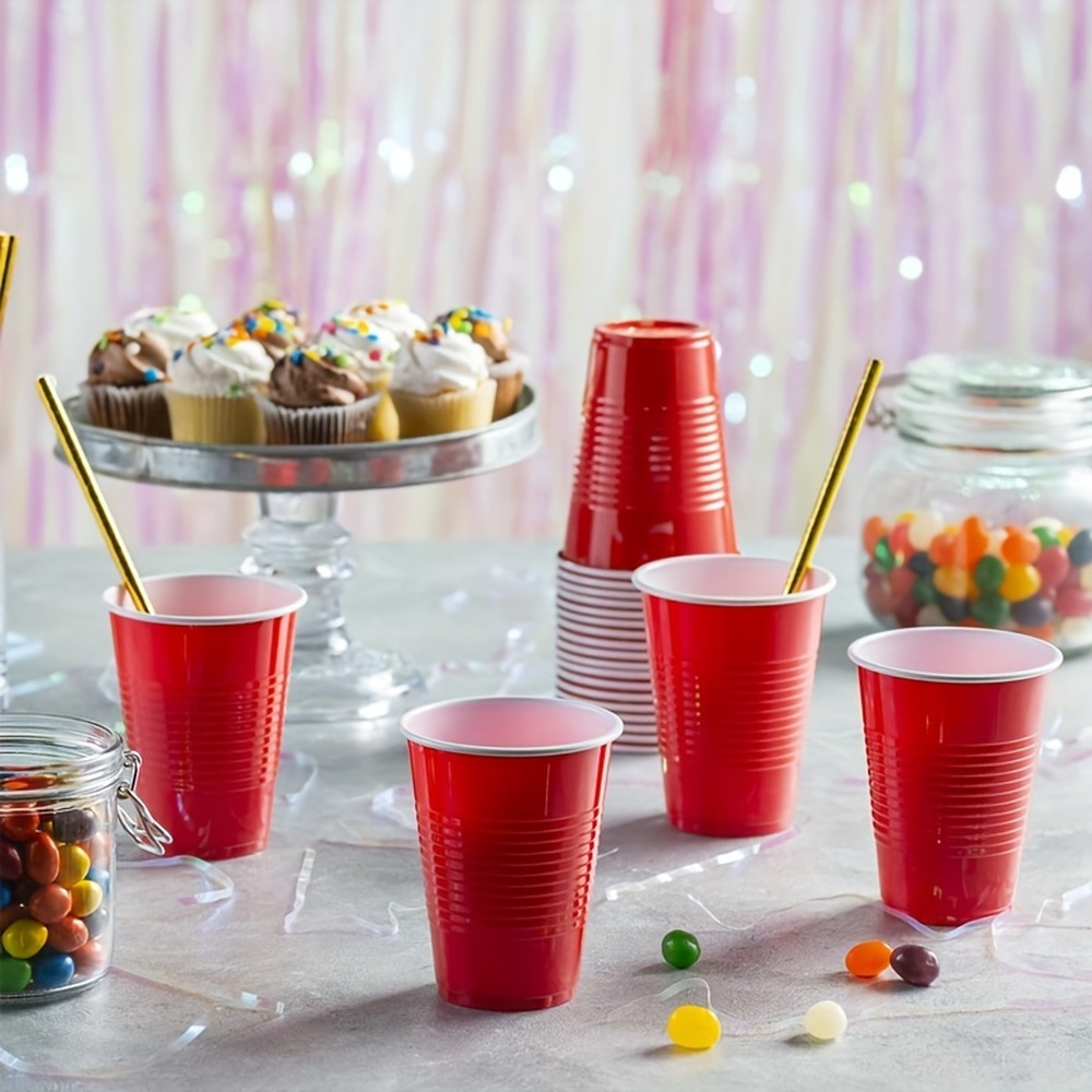 50PCS 16OZ 500ml Red Disposable Paper Cups - Lead Free, Sturdy ...