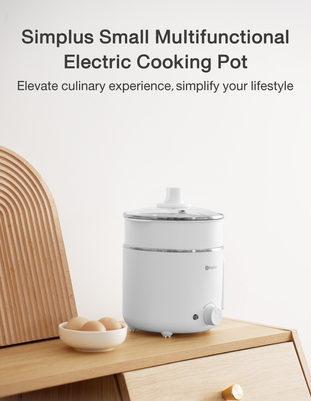 Simplus Electric Cooking Pot 1.7L Mini Multi-function 2 Adjustable ...