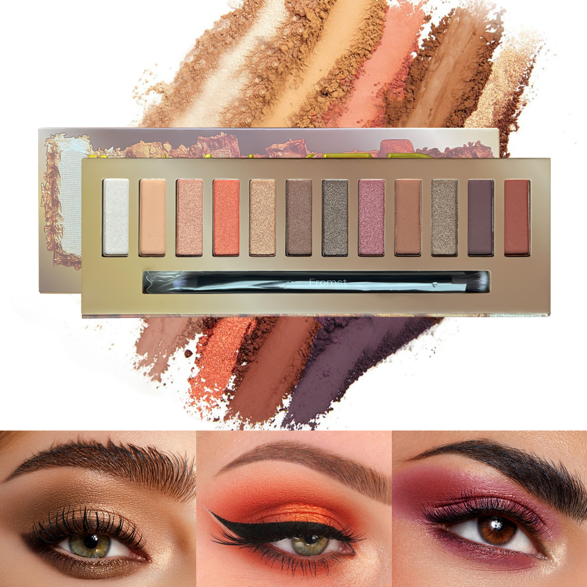 12 Colors Earth Color Pearlescent Matte Eyeshadow Palette Color ...