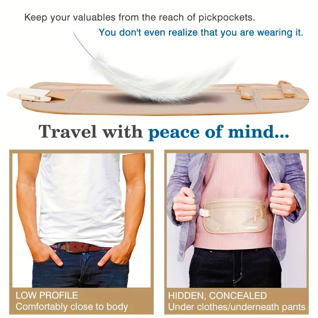 Stealth Travel Money Belt - Ultra Thin Hidden Passport Wallet, Anti ...