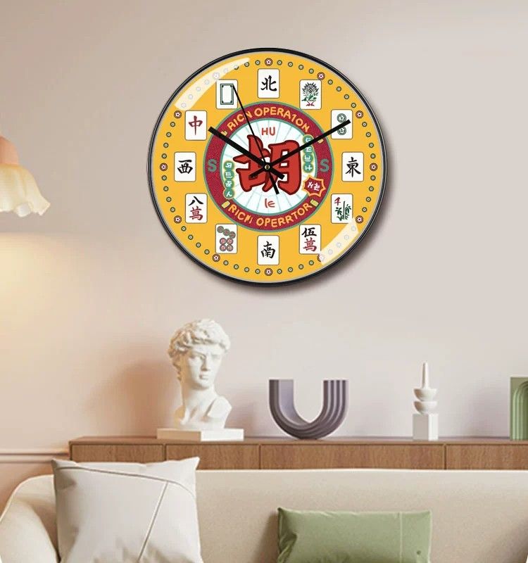 Chinese Mahjong Wall Clock 40/35/25/20CM Quartz Clock Living Room Mah ...