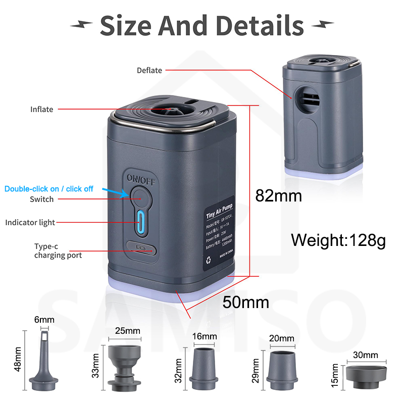 🇸🇬 SG Stock Mini Wireless Air Pump, Portable Air Pump with Camping ...