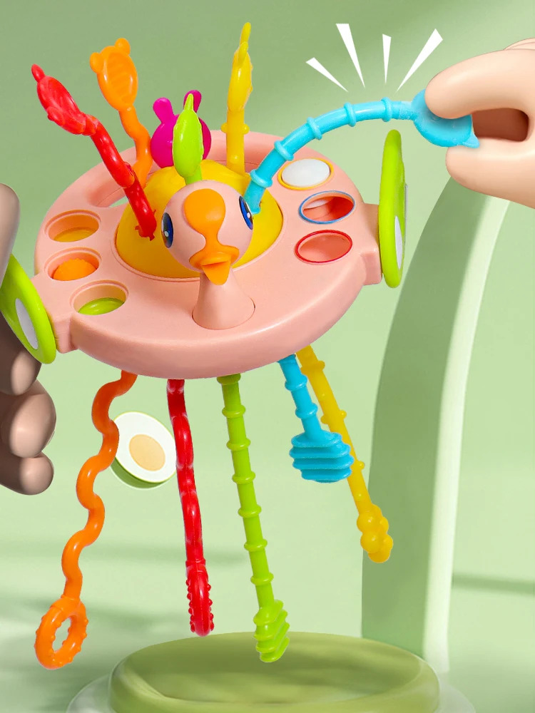 Baby Teething Toy - Montessori Sensory String Silicone Chewable ...