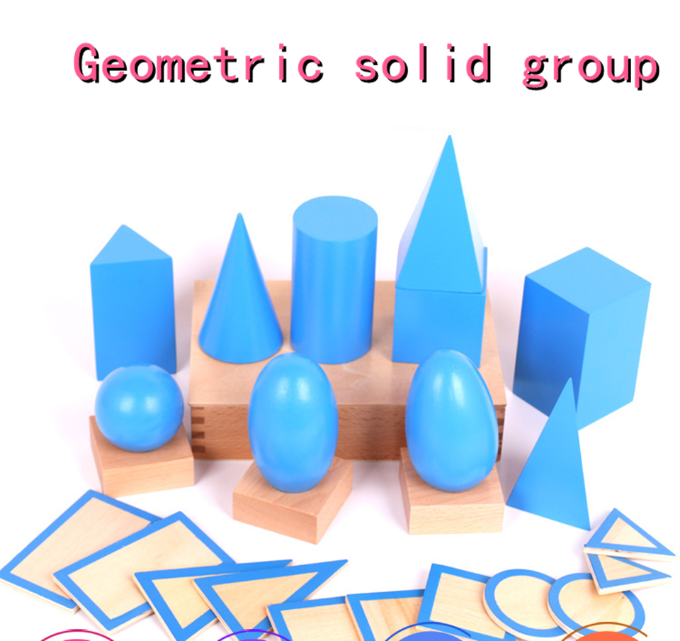 Large 3D Shapes Geometric Solids Wooden Montessori Toys Math Games Toys ...