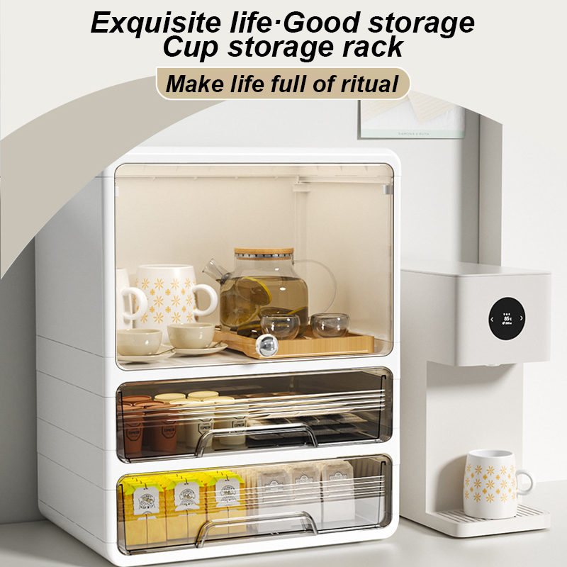 JAERSENT Cup rack dustproof multi-layer large capacity home living room ...