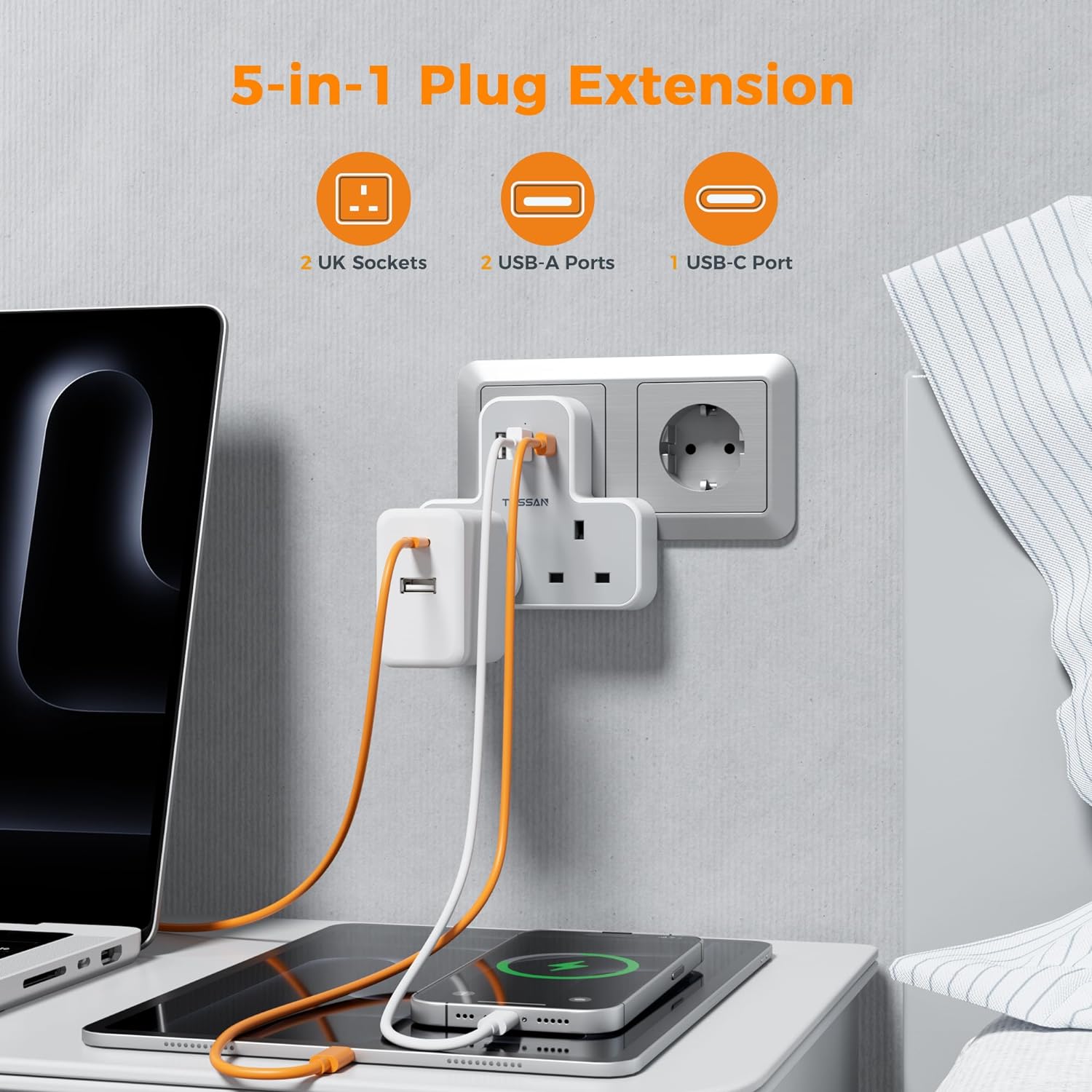 TESSAN SG to Korea Travel Adapter with USB+Type C,Indonesia Plug ...