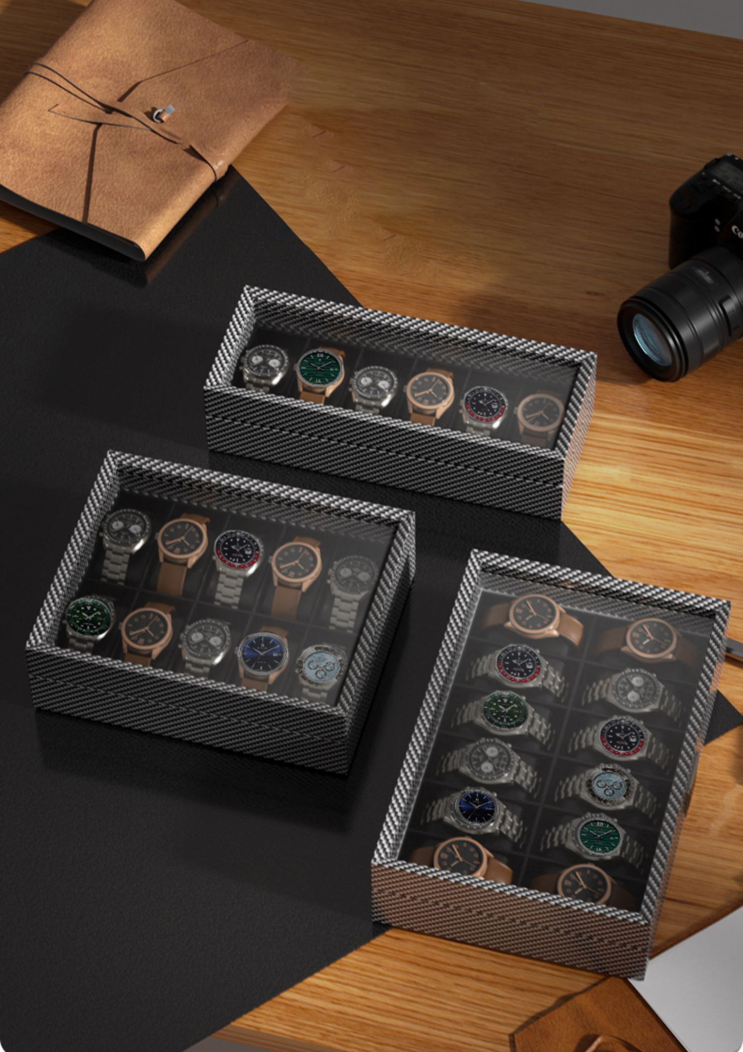 MELANCY luxury brand spot 6/10/12 slot watch box custom carbon fiber ...
