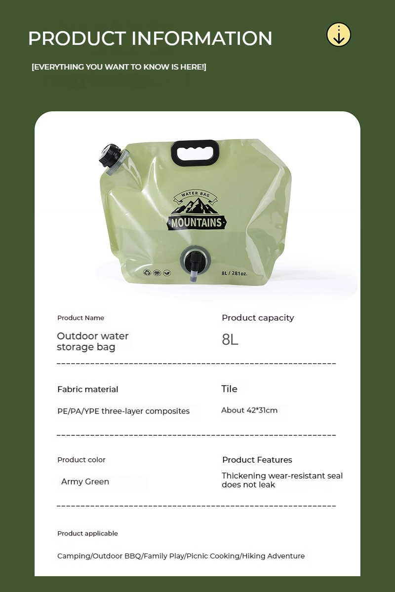 A must-have for 25 years! outdoor portable foldable water bag with large capacity, it can be