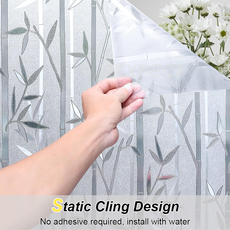 Window Film Sticker Privacy, Decorative Glass Door Film, Non-Adhesive ...