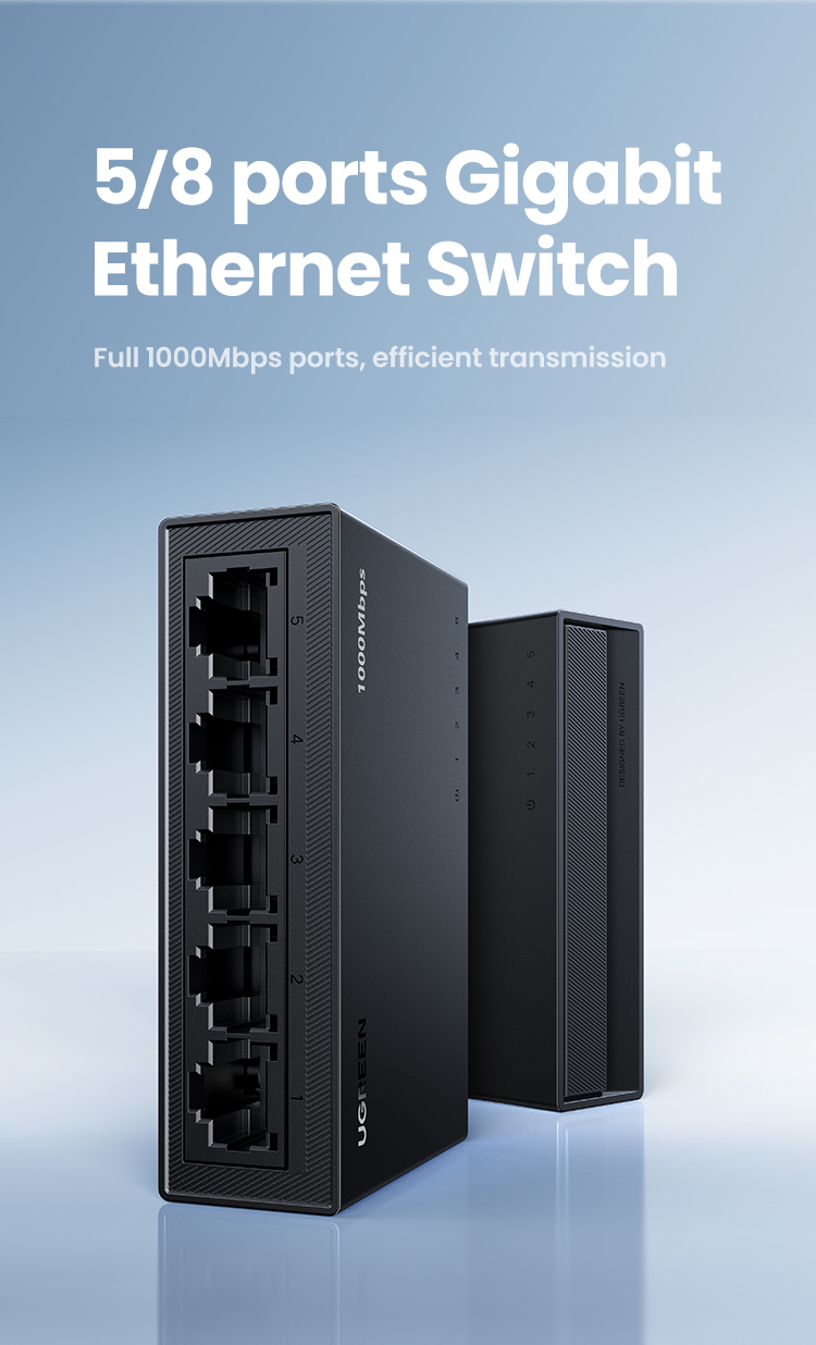 UREEN 1000Mbps 5/8 ports Gigabit Ethernet Switch ports 5V 1A for Laptop ...