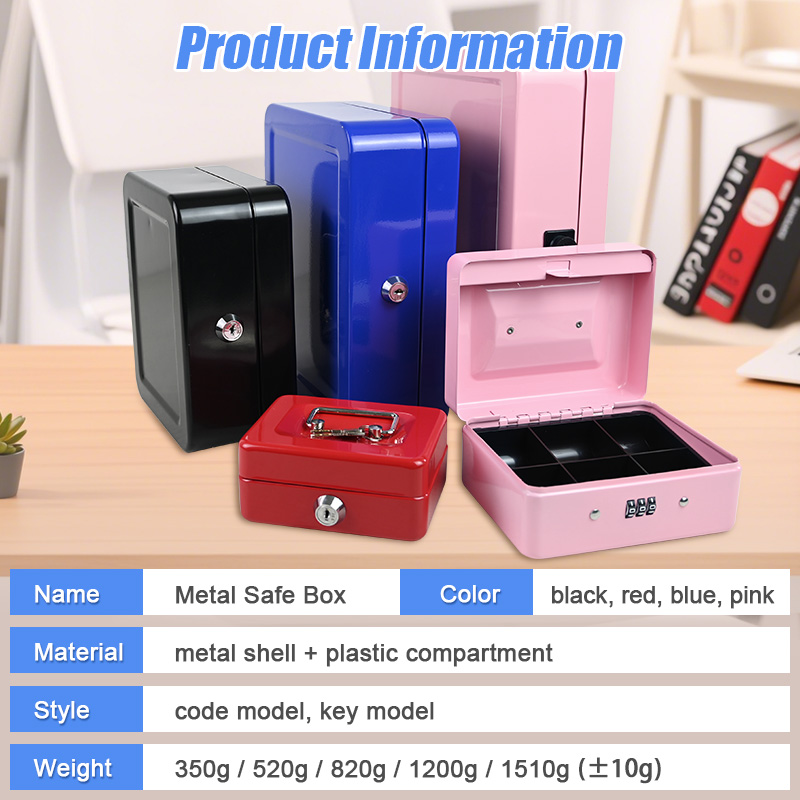 【Ship in 12h】5 Size Cash Box Password Safety Box with Money Tray Safety ...