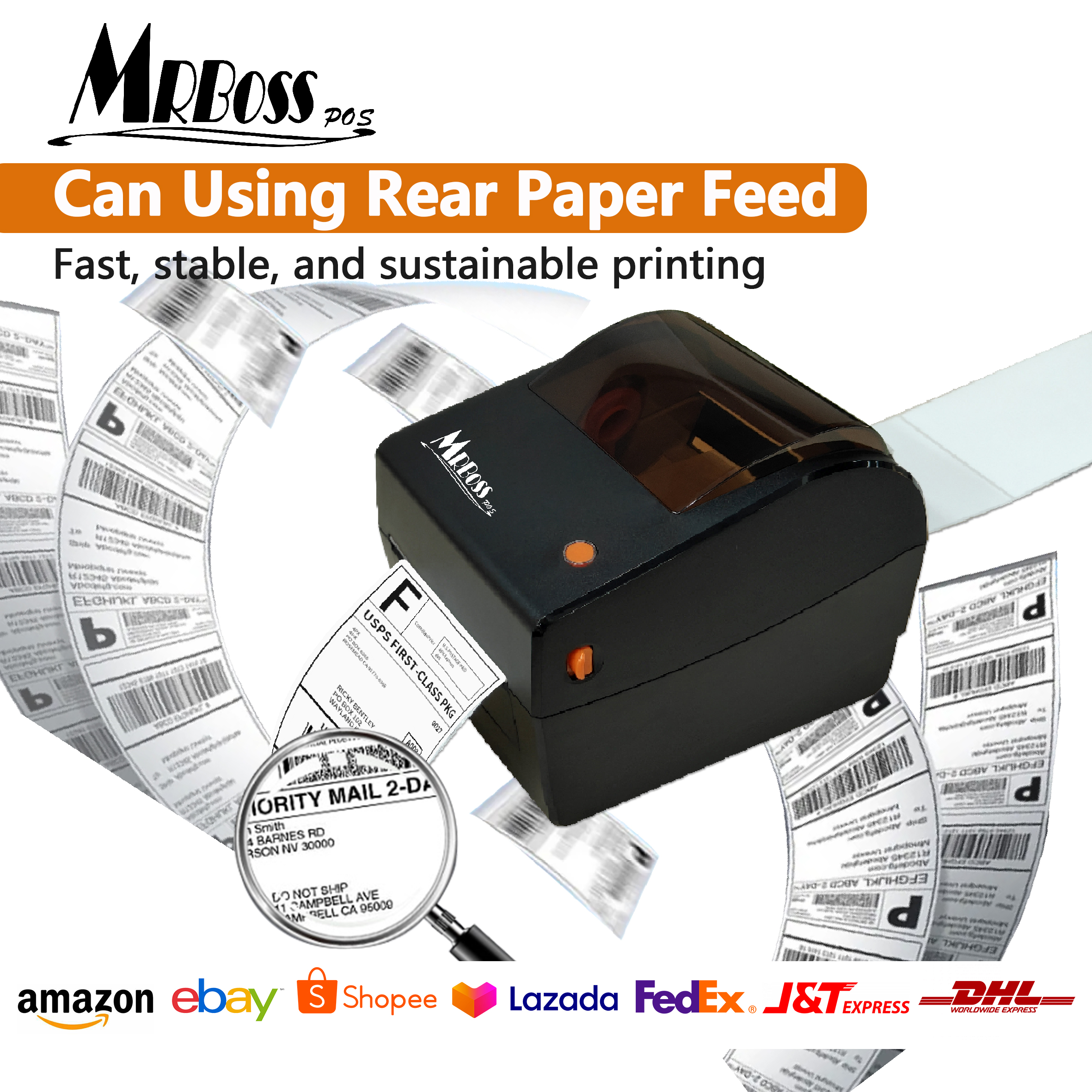 Thermal sticker Printer Bluetooth Waybill Barcode Shipping Label ...