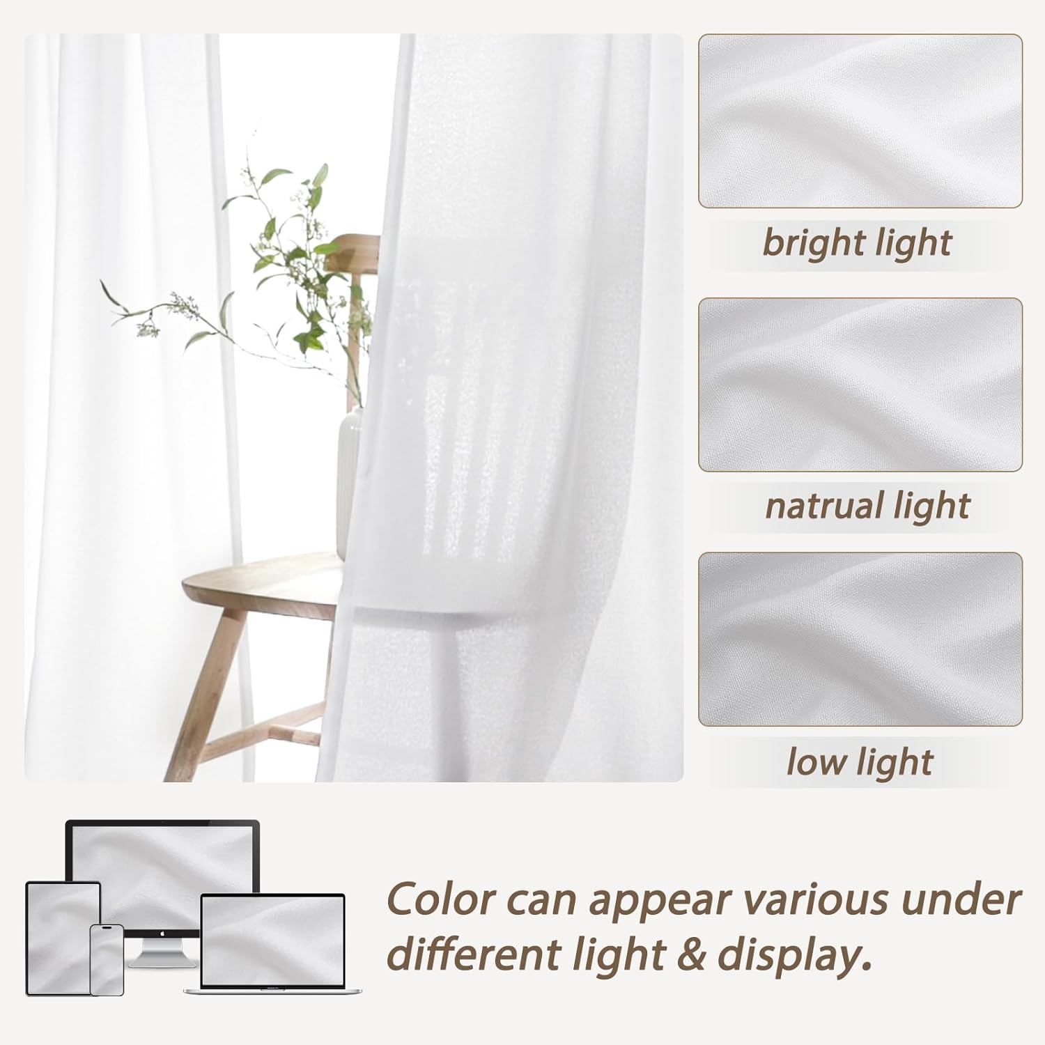 Linen Day Curtain for Living Room Half Long Length Light Filtering ...