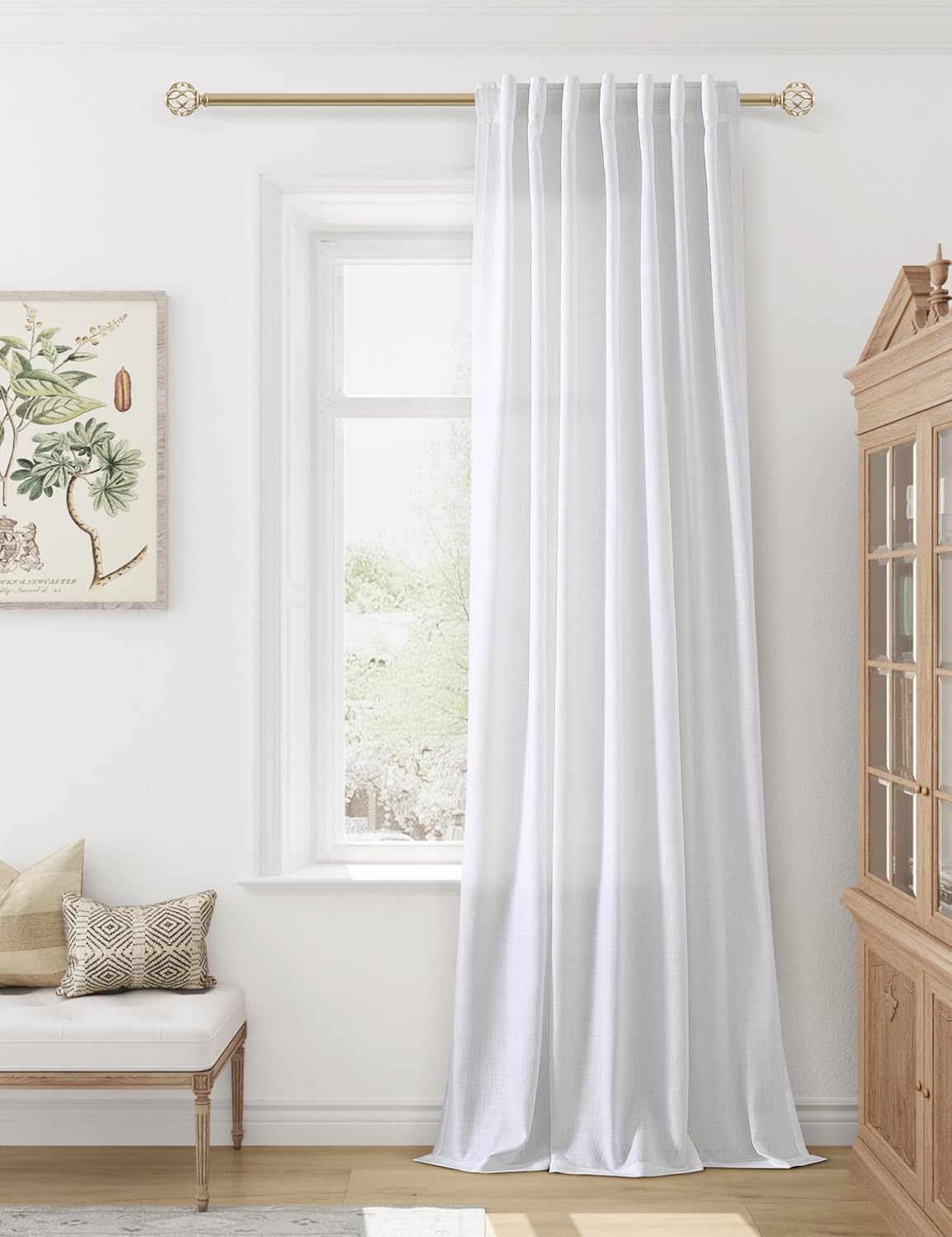 Linen Day Curtain for Living Room Half Long Length Light Filtering ...