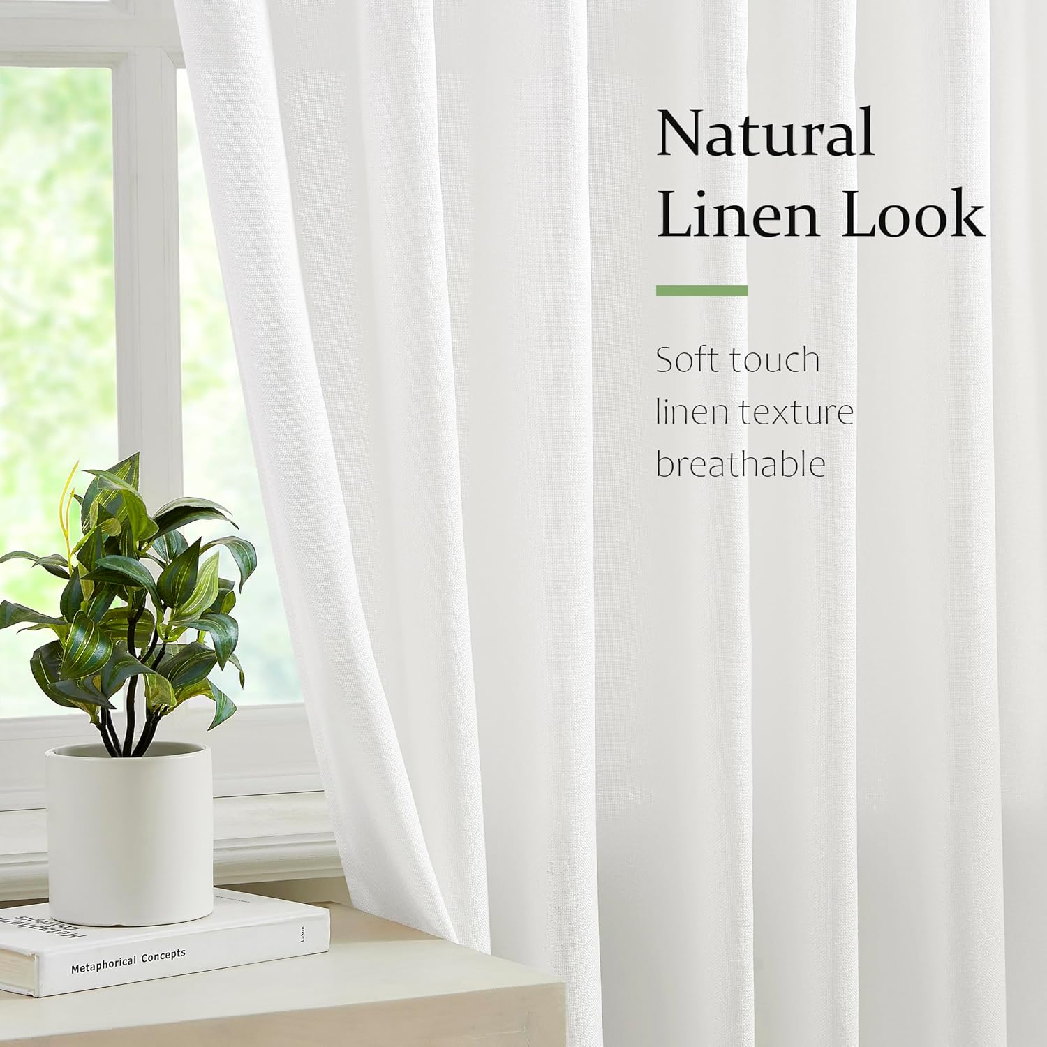 【Same style as celebrity】 Linen Day Curtain for Living Room Half Long ...