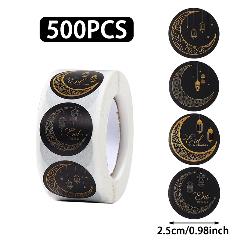500pcs Eid Moon Star Pattern Stickers White Gold Self-Adhesive Stickers ...