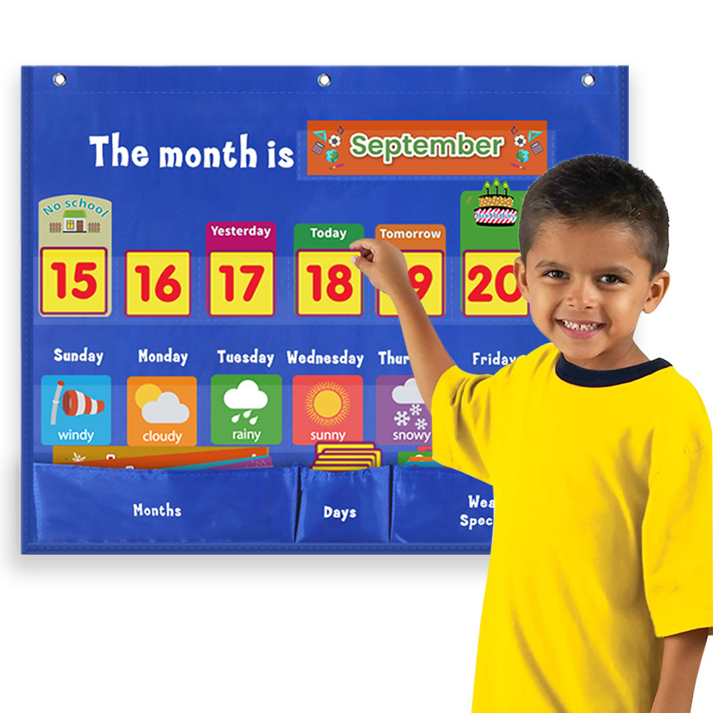 Weekly Calendar with Weather Pocket Chart Elementary for Classroom Home ...