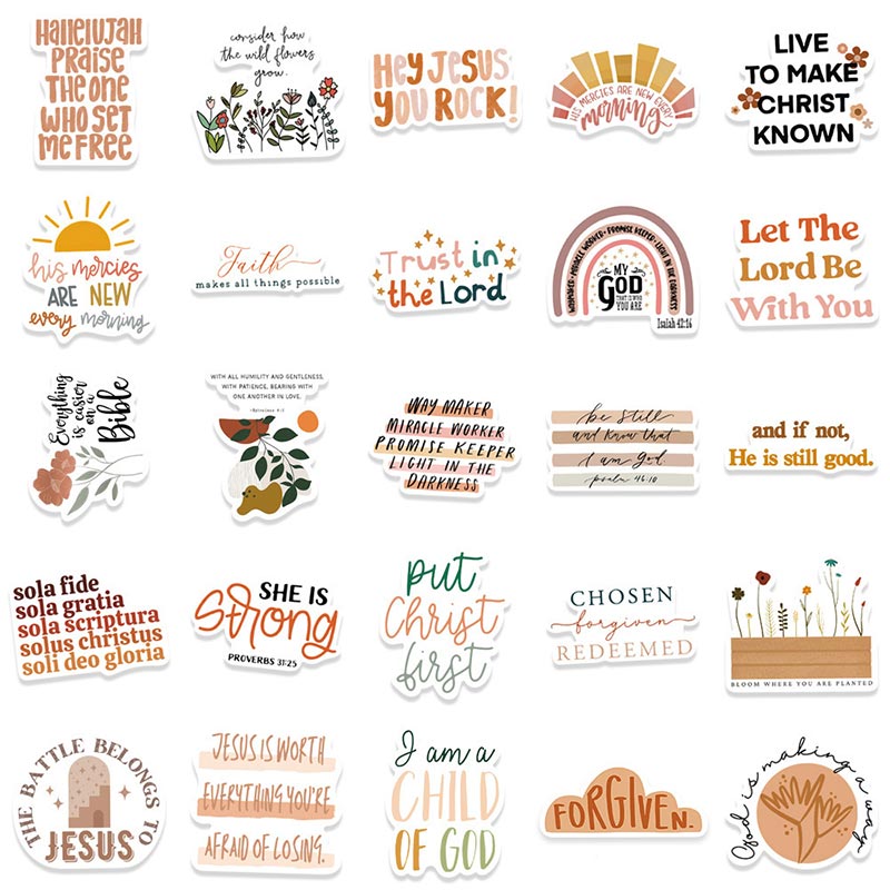 50pcs Boho Style Jesus Christians Religion Sayings Stickers Graffiti ...